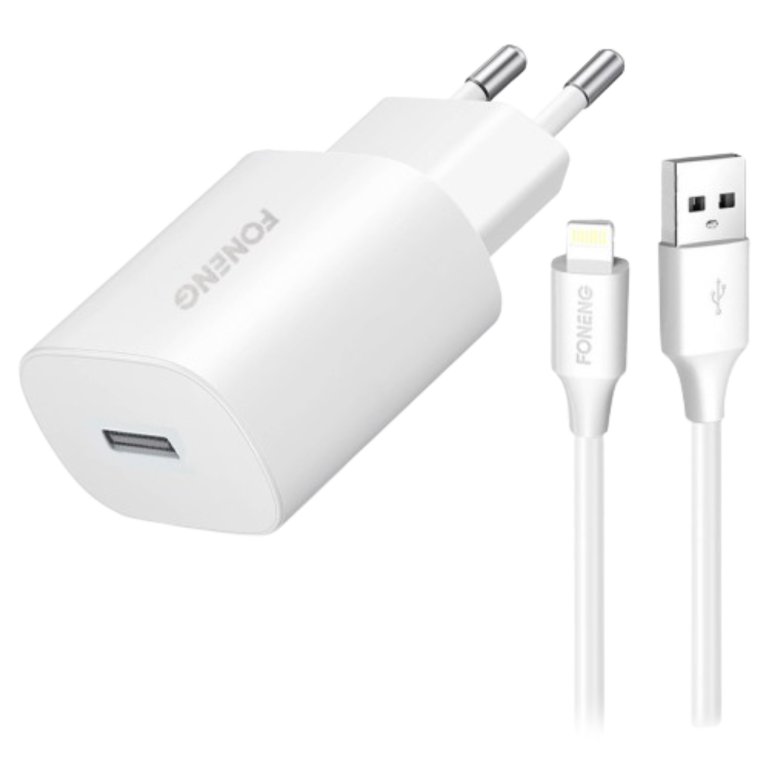 Cargador Foneng Compatible con iPhone EU43 Blanco ProNet Tecnología