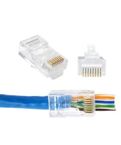 Pack de 100 fichas RJ45 cat 6 pasantes 1 2 Pack de 100 fichas RJ45 cat 6 pasantes