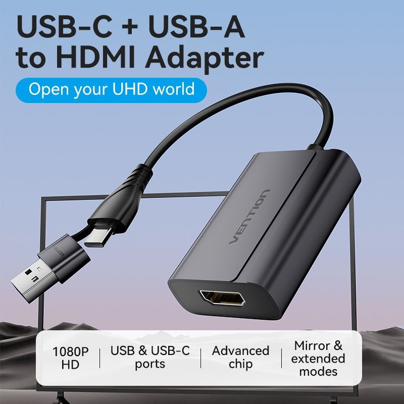 Adaptador USB C USB A a HDMI Vention ACYHB 15cm 1 7f6d9f3c de0f 4e70 bf6e 5fee236378df Adaptador USB C USB A a HDMI Vention ACYHB 15cm - Imagen 2