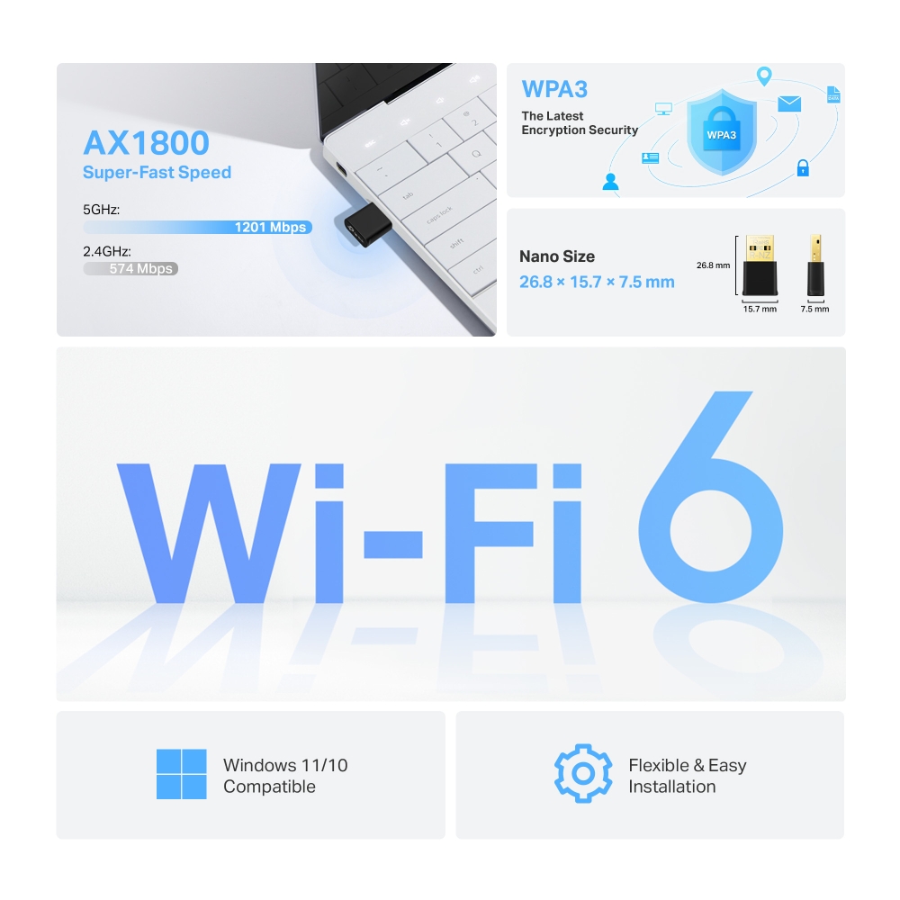 Adaptador WiFi USB TP-Link Archer TX20U Nano AX1800 2 large 20240702053113y Adaptador WiFi USB TP-Link Archer TX20U Nano AX1800 - Imagen 2