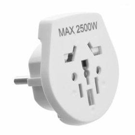 Adaptador universal a tres en línea de color blanco con tierra