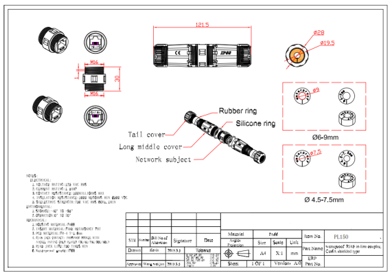 Cupla modular para RJ45 protección IP68