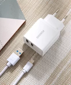 Cargador Foneng Compatible Con iPhone K240 Blanco Cargador Foneng Lightning K240 Blanco Cargador Foneng Lightning K240 Blanco
