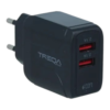Cargador Treqa 3.1A con 2 Puertos USB Negro