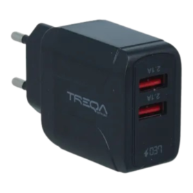 Cargador Treqa 3.1A con 2 Puertos USB Negro