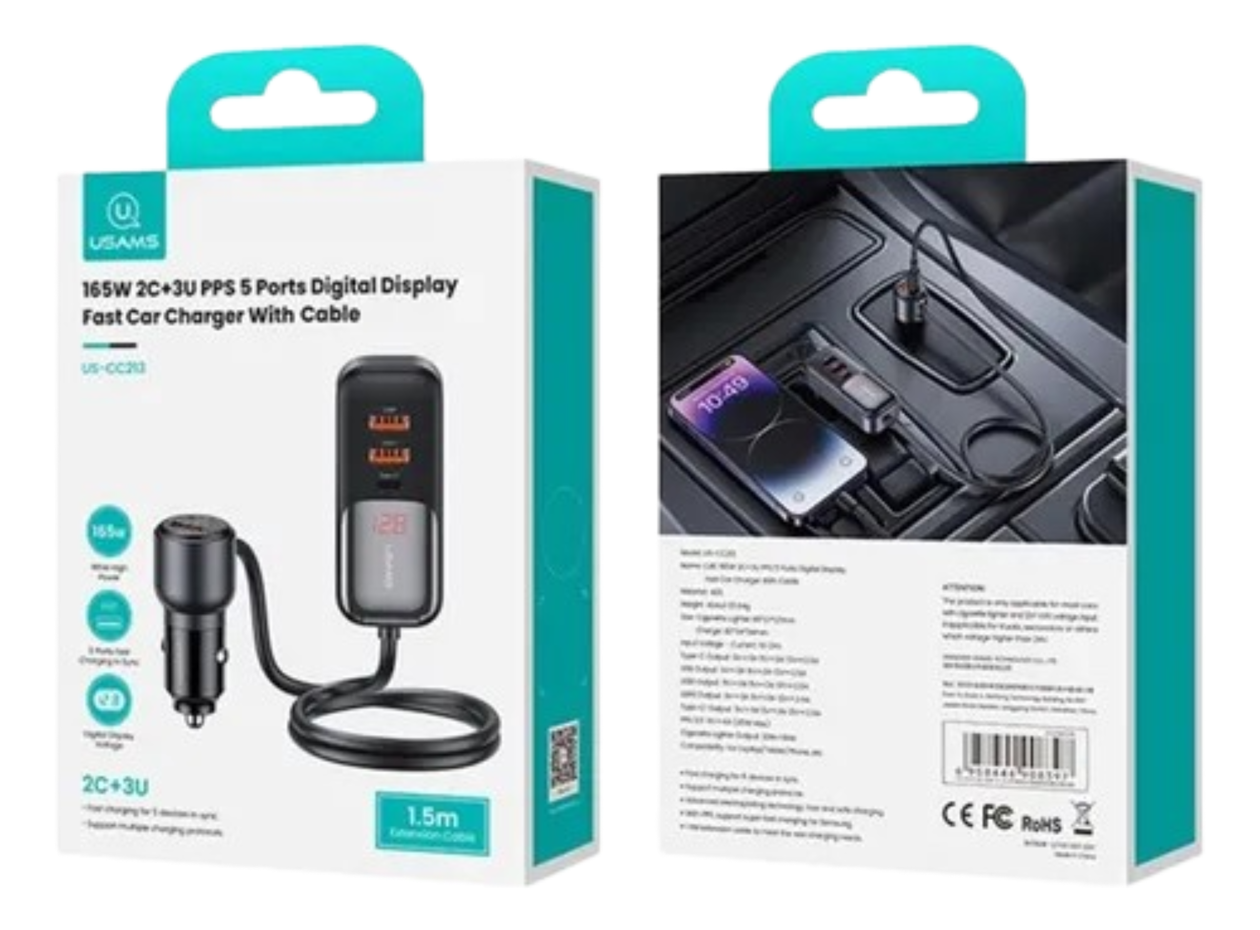 Cargador de Auto Usams US-CC213 165W Cargador de Auto Usams US CC213 165W removebg preview 1 Cargador de Auto Usams US-CC213 165W