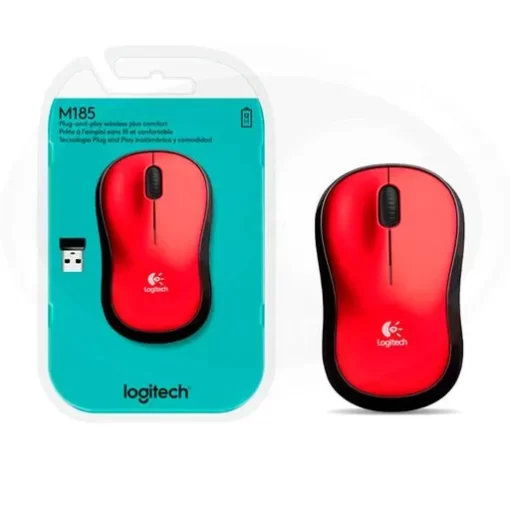 Mouse Logitech M185 inalambrico color Rojo pronet