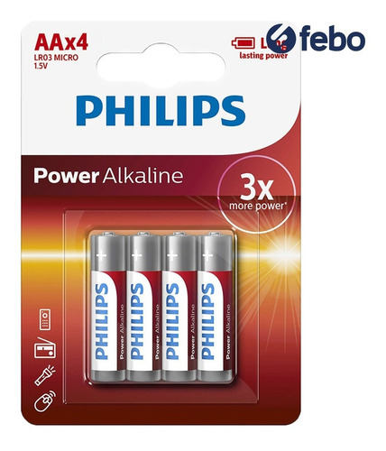 Pilas alcalinas AA x4 Philips
