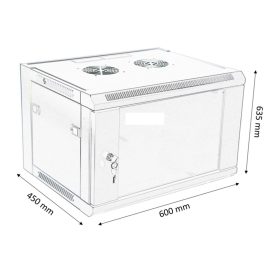 Rack 12U para montaje en pared.