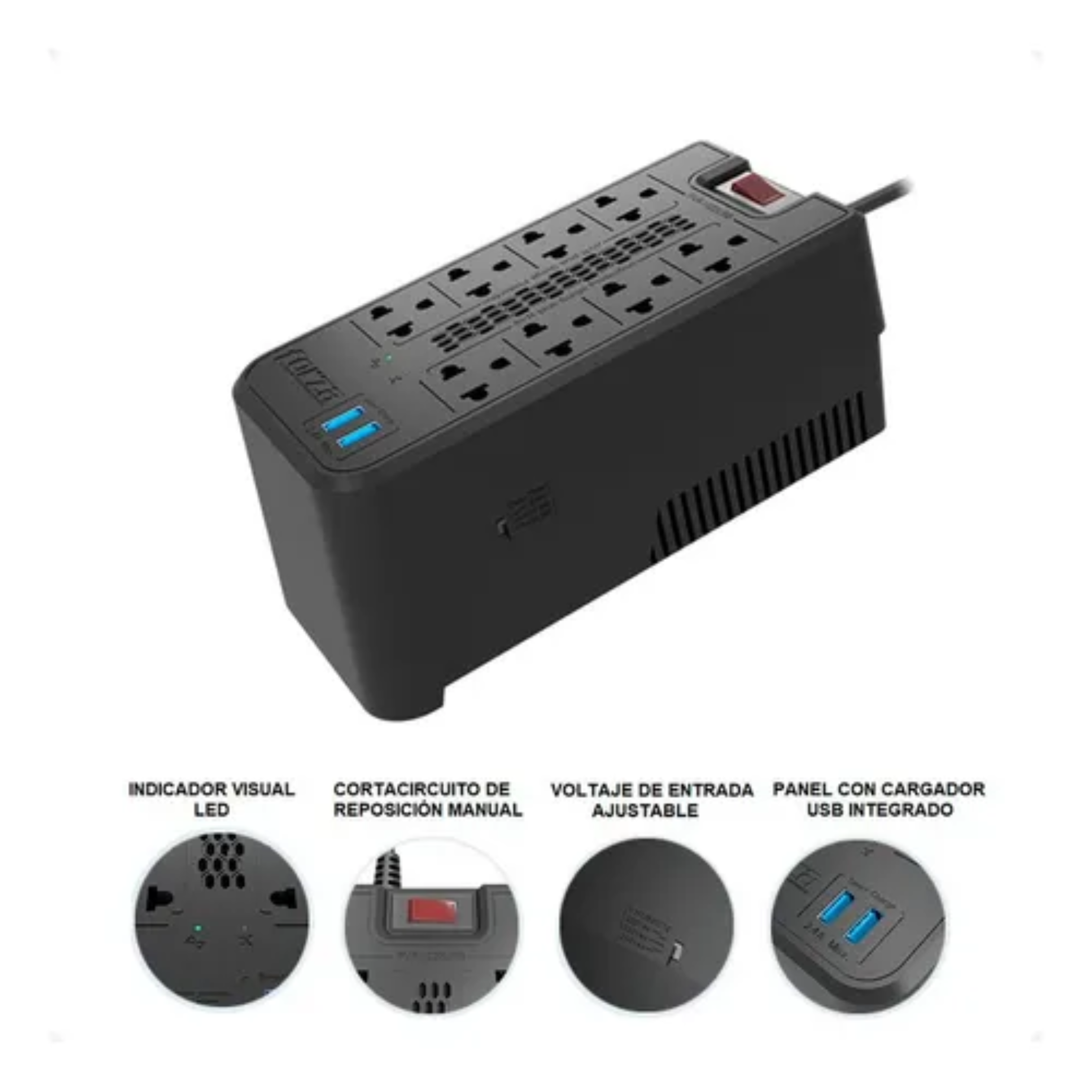 Reguladora de Voltaje Forza FVR-1222 USB Reguladora de Voltaje Forza FVR 1222 USB pronet Reguladora de Voltaje Forza FVR-1222 USB - Imagen 2