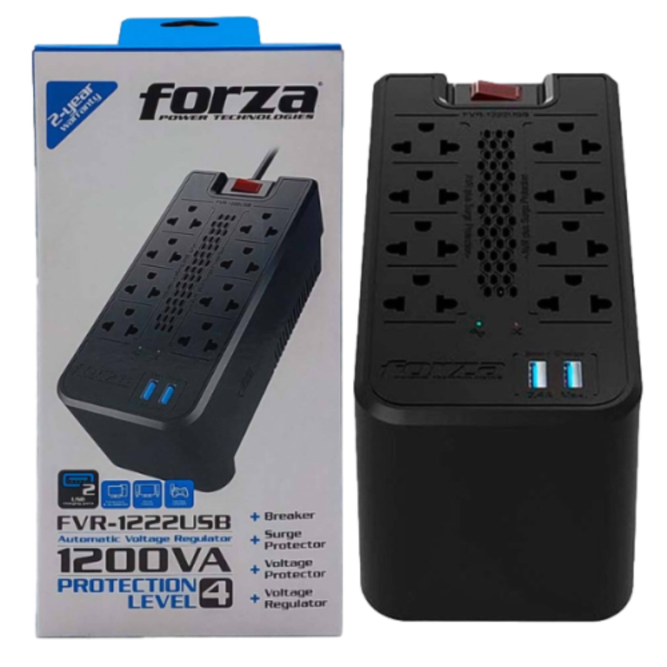 Reguladora de Voltaje Forza FVR-1222 USB Reguladora de Voltaje Forza FVR 1222 USB Reguladora de Voltaje Forza FVR-1222 USB