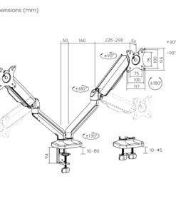 Soporte para Dos Monitores Brateck LDT46-C024E de 17" a 32" Soporte Brateck LDT46 C024E medidas pronet Soporte para Dos Monitores Brateck LDT46-C024E