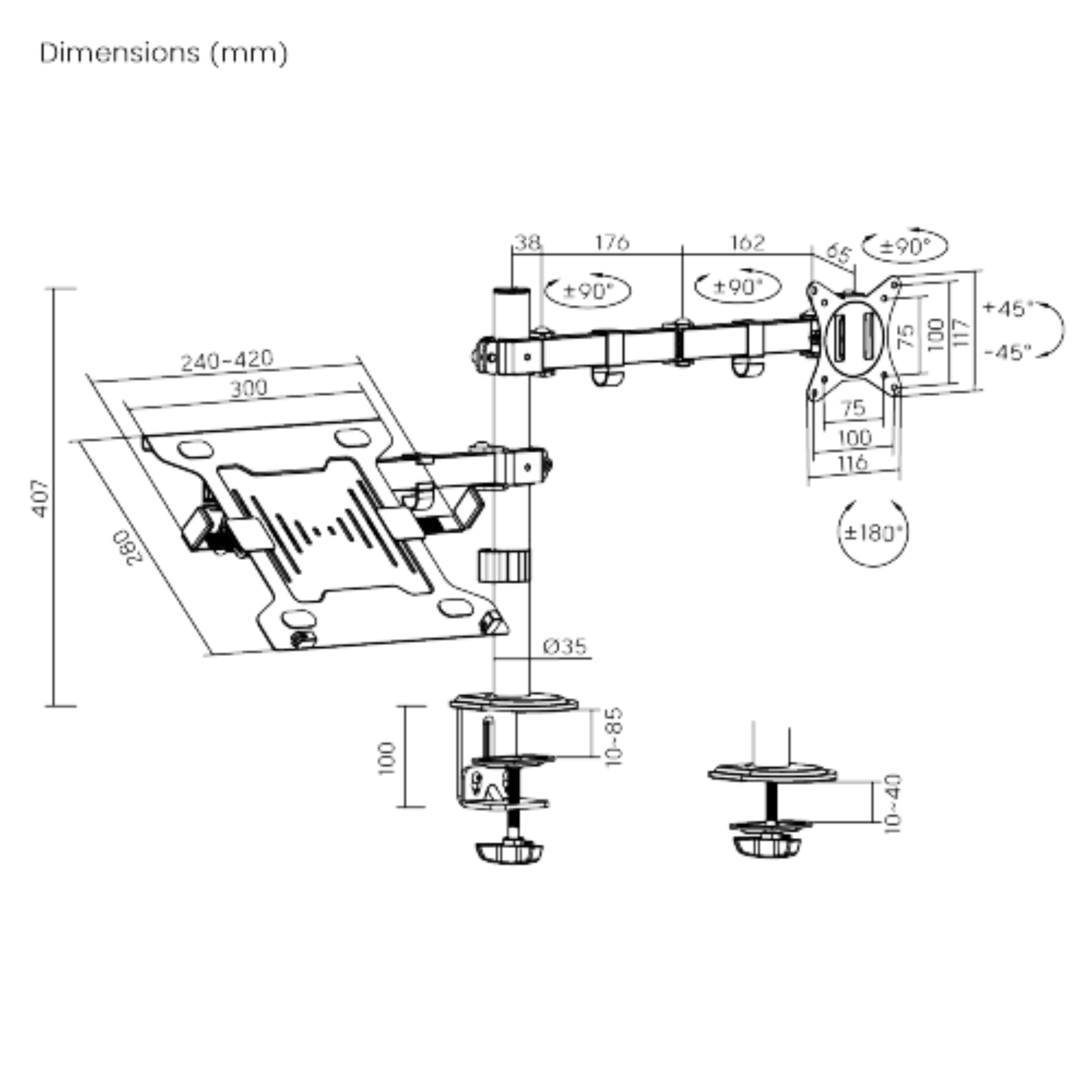 Soporte de Escritorio Brateck LDT66-C024ML Soporte de Escritorio Brateck LDT66 C024ML. removebg preview pronet uy 1 Soporte de Escritorio Brateck LDT66-C024ML - Imagen 3