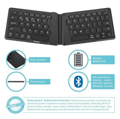 Teclado Targus ergonómico plegable bt g1 Teclado Targus ergonomico plegable bt g1 Teclado Targus ergonómico plegable bt g1