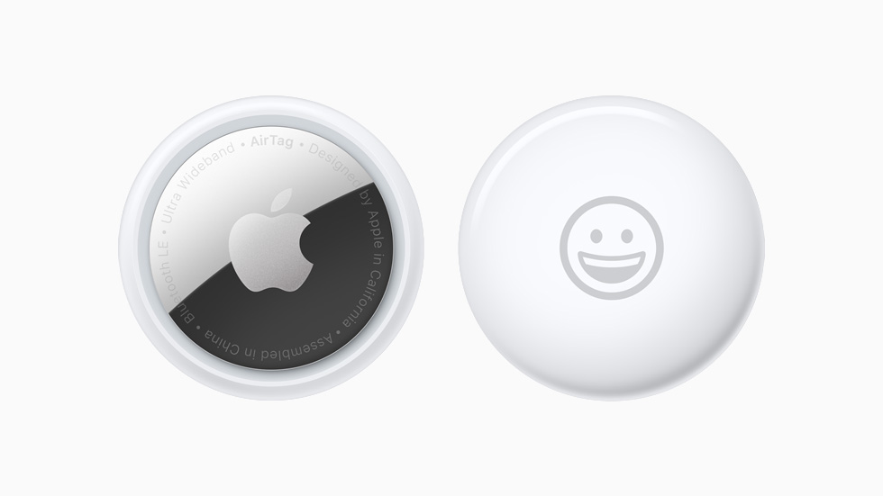 Apple AirTag Apple AirTag rastreador Bluetooth, vista de frente y dorso