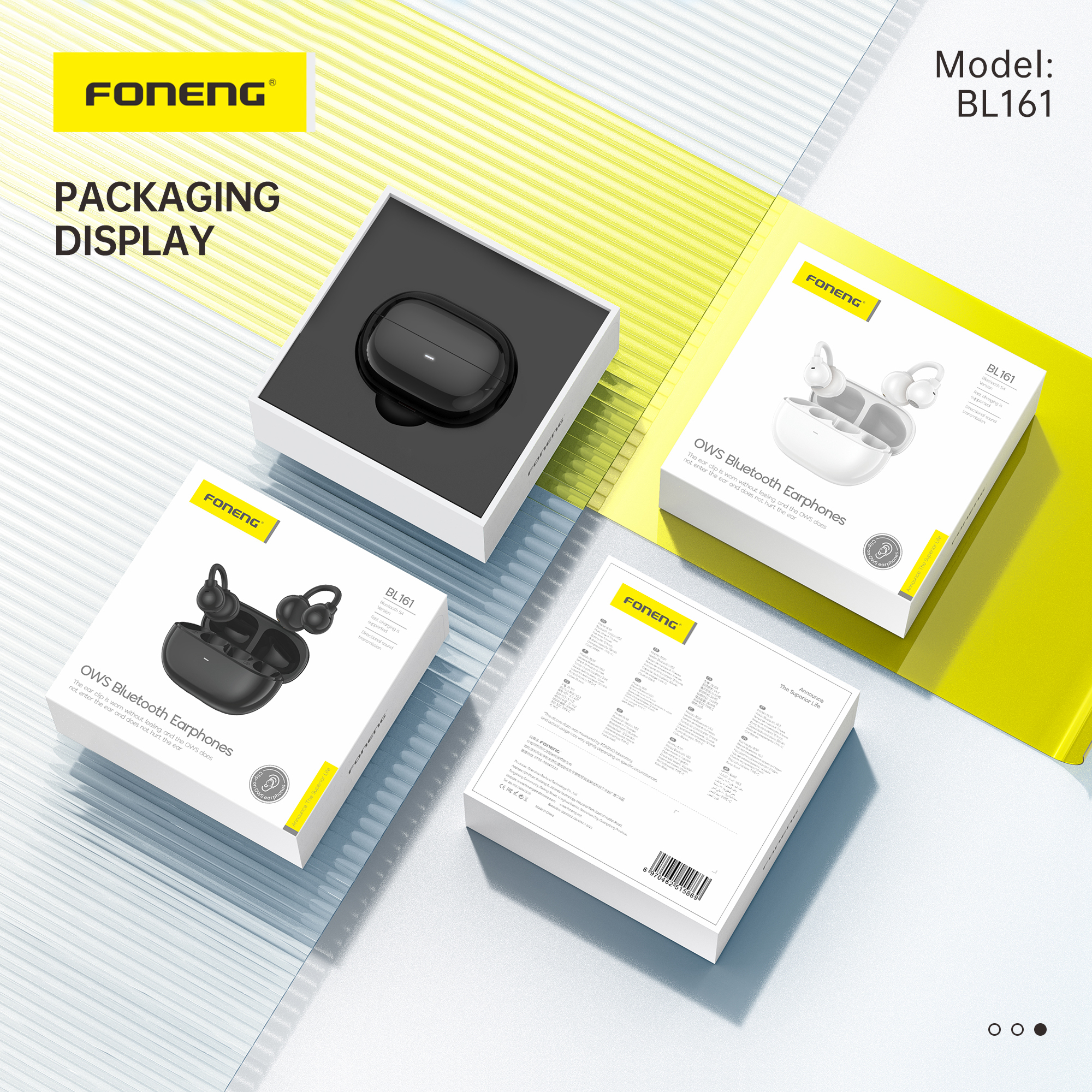 Auriculares Foneng BL161 OWS Bluetooth 5.3 Blanco bl161 4 Auriculares Foneng BL161 OWS Bluetooth blanco y negro