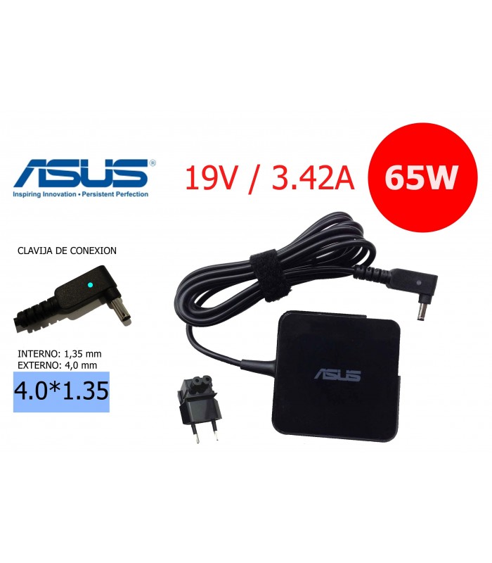 Cargador Compatible Asus 65W 19V 3.42A (4.0×1.35mm) Cargador compatible Asus 65W 19V 3.42A conector 4.0x1.35mm