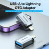 Adaptador OTG USB-A a Lightning Vention CUCH0