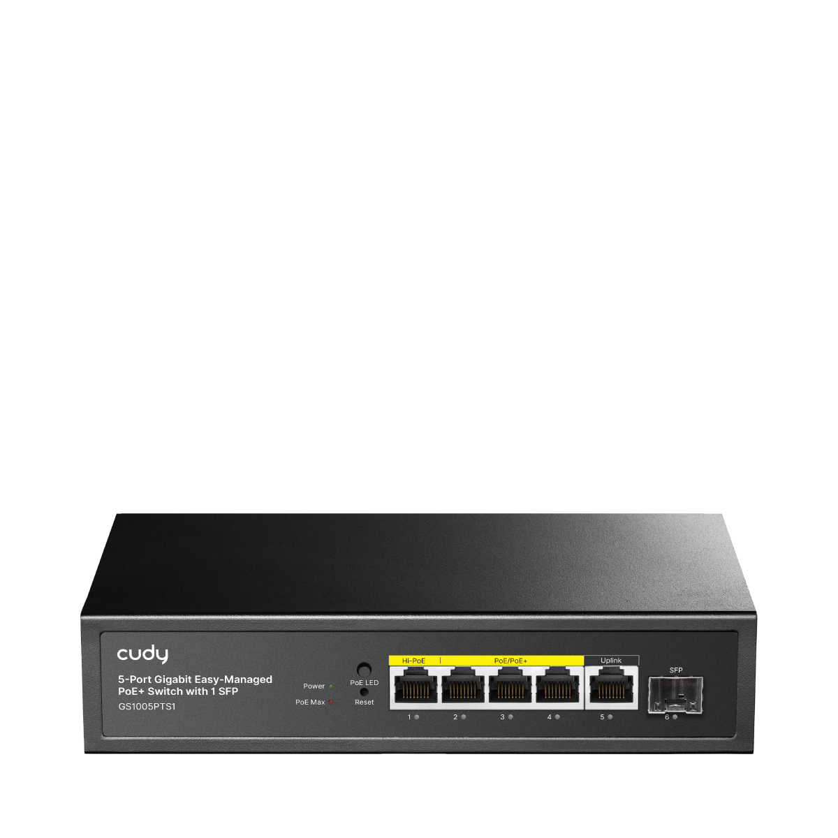 Switch Cudy 5P Gigabit PoE+ con 1 SFP GS1005PTS1 Switch Cudy GS1005PTS1 5 puertos Gigabit PoE con 1 SFP