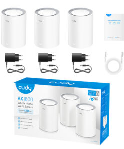 Sistema Mesh Cudy AX1800 M1800 Pack x3 contenido de la caja