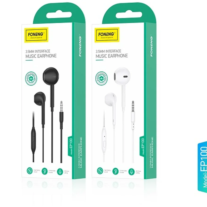 Auriculares con Cable Foneng EP100 Blanco foneng ep100 blanco 2 auriculares foneng ep100 blanco