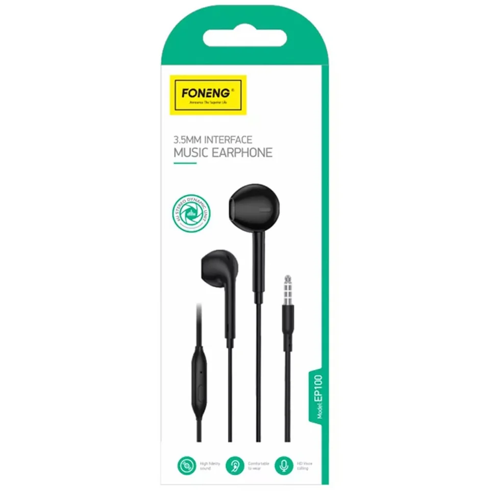 Auriculares con Cable Foneng EP100 Negro foneng ep100 negro 2 auriculares foneng ep100 negro
