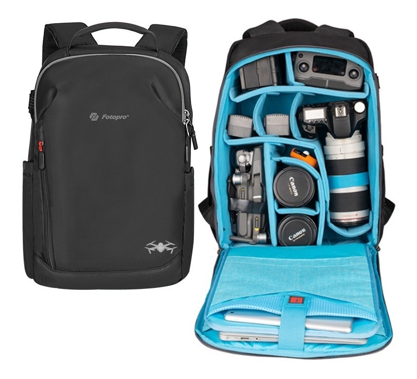 Mochila Fotopro FB-4 Pro para Fotografía, Video y Drone fotopro fb4 pro abierta Mochila Fotopro FB-4 Pro abierta mostrando organizacion interna