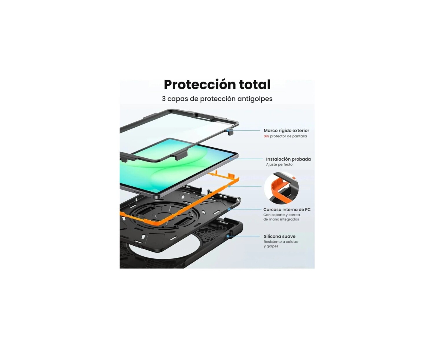 Funda Rugged Galaxy Tab A11+ - 3 capas Funda rugged Galaxy Tab A11+ con estructura de 3 capas de protección