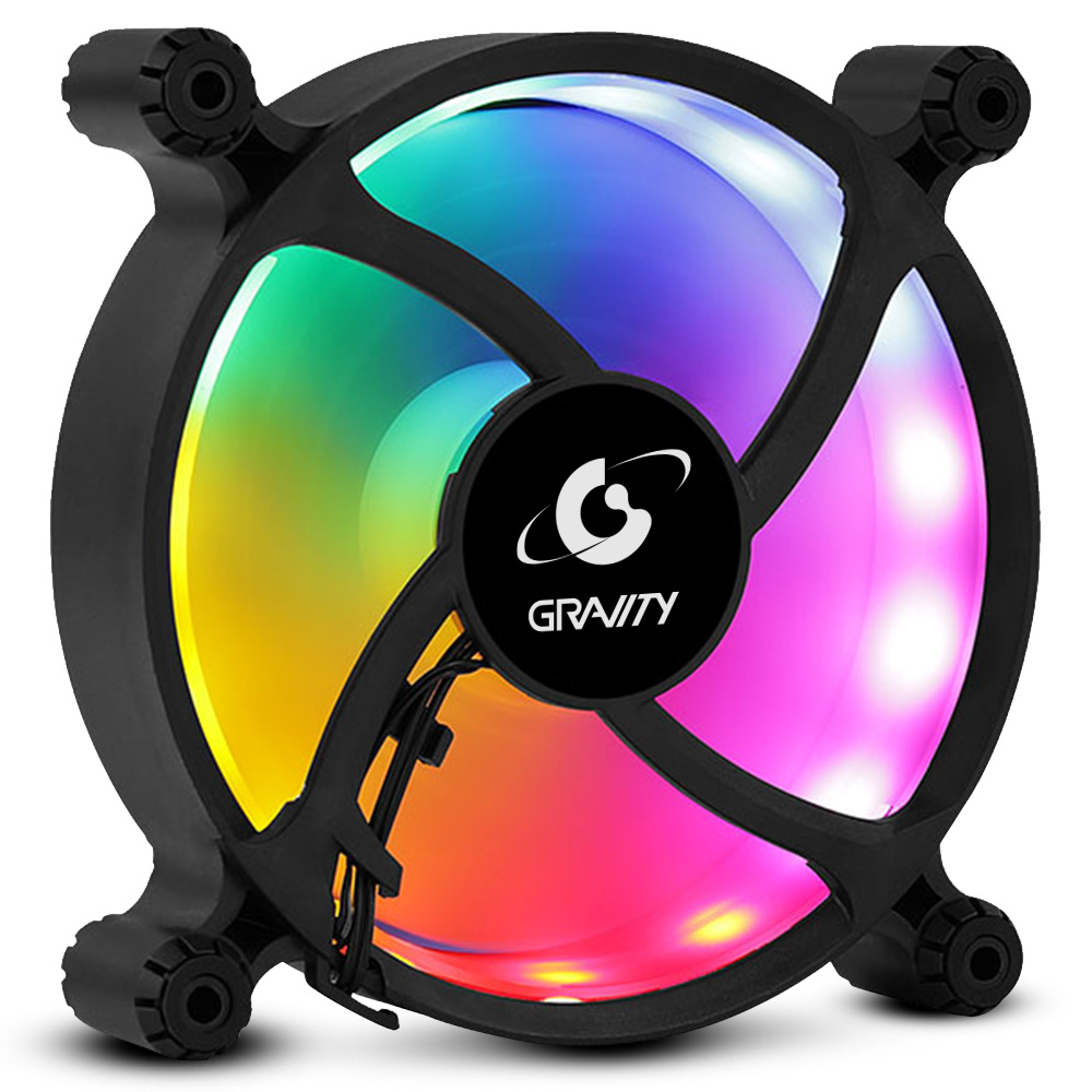 Vista lateral Fan Gravity RY120 FRGB Vista lateral del fan Gravity RY120 FRGB con RGB