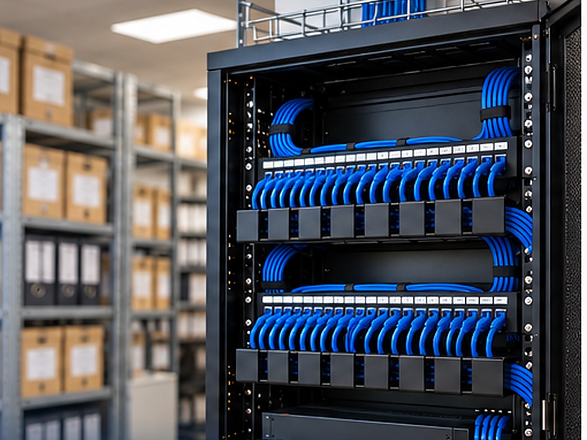 Sección Archivos de la Intendencia de Maldonado: cableado estructurado certificado, llave en mano intendencia maldonado seccion archivos rack pronet Rack de cableado estructurado Cat.6 en la Sección Archivos de la Intendencia de Maldonado, instalado por ProNet