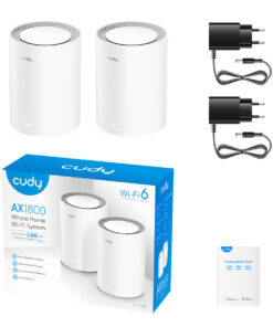 Sistema Mesh Cudy AX1800 M1800 Pack X2, contenido de la caja