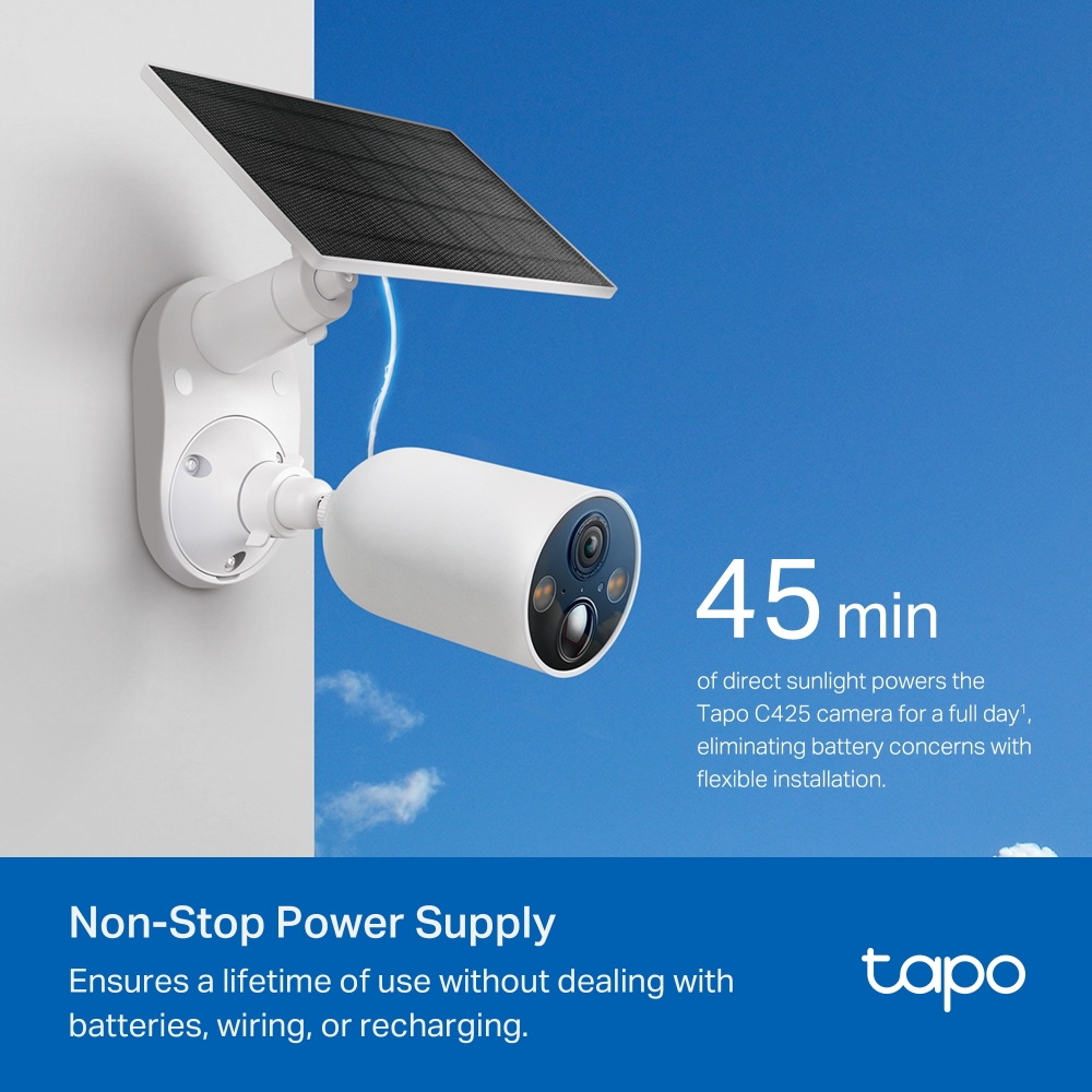 Cámara Tapo C425 KIT con Panel Solar A201 tapo c425 kit energia solar Tapo C425 KIT panel solar A201