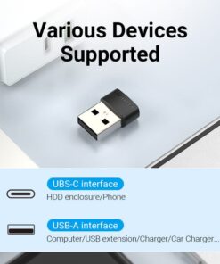 Adaptador USB 2.0 a USB C vention usb 2 0 male to usb c female adapter black pvc type 34238997168294 Adaptador USB 2.0 a USB C - Imagen 2