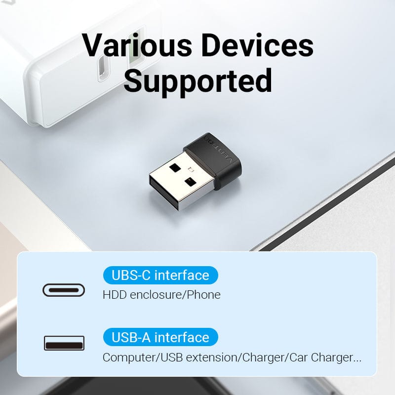 Adaptador USB 2.0 a USB C vention usb 2 0 male to usb c female adapter black pvc type 34238997168294 Adaptador USB 2.0 a USB C - Imagen 2