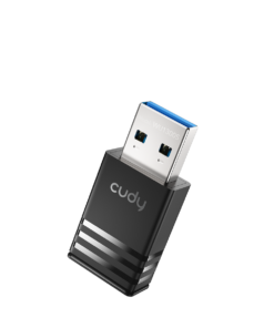 Vista en ángulo del adaptador WiFi USB Cudy WU1300S